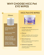 HICC PET Eyes Wipes for Dogs & Cats, Vet-Recommended Dog Eye Infection Treatment, Gently Remove Tear Stain, Debris, Discharge - Hypoallergenic Pet Eye Wash Cleaner for Eyes, Wrinkle, Face - 200pcs