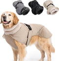 Adjustable Dog Coat with Harness Slot, Waterproof Fleece Lined Winter Jacket, Windproof Reflective Pet Vest for Cold Weather for Small Medium Large Dogs (Beige, X-Large)