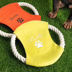 Personalized Flying Disk Dog Toy Multicolor | Custom Name Cartoon Pet Toys | Dog Toys for Large Dogs
