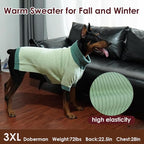 Great Dane Dog Sweater XXXXXL, Warm Stretchy Dog Sweater with Harness Hole, Christmas Sweaters for Extra Large Dogs Boy Girl, Winter Turtleneck Pet Clothes Holiday Outfit, Green 5XL