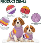 Kuoser Dog Sweater, XS Dog Sweater Pet Cable Knitted Pullover Warm Clothes, Puppy Turtleneck Classic Knitwear Soft Thickening Christmas Outfit, Cold Weather Thermal Wear for Small Dogs, Purple XS
