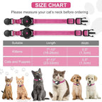 Luminous AirTag Cat Collar Breakaway, OUCWLTAG GPS Cat Collar with Apple Air Tag Holder, Cat Tracker Collars with Safety Elastic Band for Girl Boy Cats, Kittens and Puppies (Pink, 7-10 Inch)