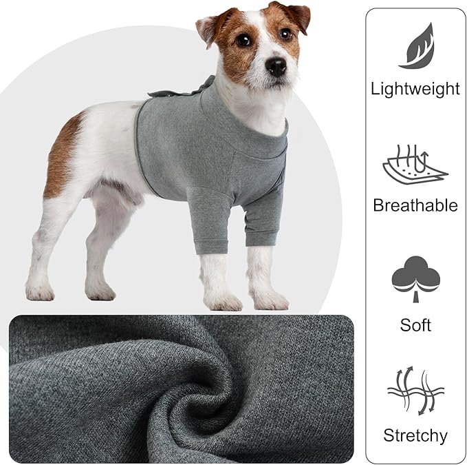 IDOMIK Dog Recovery Suit, Dog Surgery Recovery Suit Front Legs, Comfy Joint Leg Sleeves After Surgery, Elbow Braces Protector for Leg Injuries & Joint Pain, Cone Collar Alternatives,Grey,XL