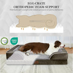 Comfort Expression Orthopedic Dog Bed for Extra Large Dogs 42x30 Inch, Waterproof Egg Crate Foam XL Pet Bed with Removable Bolsters, Dog Couch with Washable Cover & Non-Slip Bottom, Dark Green