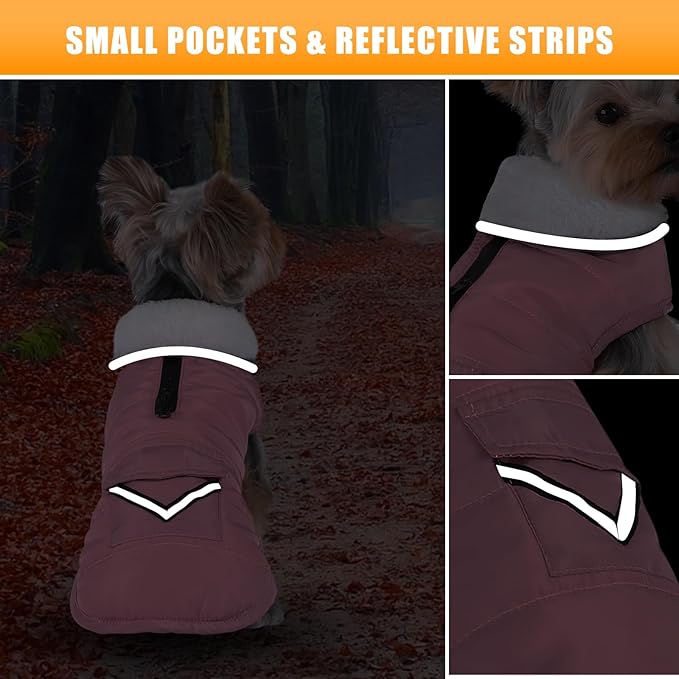 iBuddy Dog Winter Coats with Fleece Vest,Waterproof Warm Dog Snow Jacket Windproof, Reflective Adjustable Pet Dogs Cold Winter Coat for Dogs Girl Boy
