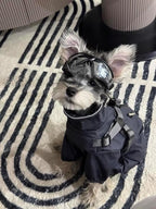 Mile High Life Waterproof Dog Raincoat, Full Coverage Small Dog Rain Coat with Harness, Adjustable 4 Legs Puppy Rain Jacket with Reflective Strip and Elastic Cuffs (Gray, L Back Length 16.1")