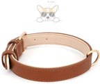 WHIPPY Leather Dog Collar for Small Medium Dog Adjustable Soft Breathable Leather Padded Puppy Collar with Alloy Buckle Heavy Duty Waterproof Classic Dog Pet Collar,Brown,XS