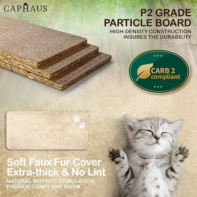 CAPHAUS Tall Climbing Modern Indoor Play Tower for Large Cats Kittens, 70-Inch with Top Perch, Cat Cave Condo, Cat Tree w Hammock, Multi-Level Cat Activity Tree w Cute Scratching Posts