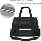 Dog Cat Carrier Soft for Small Pet Up to 16 Lbs TSA Airline Approved Travel Carrier Collapsible Puppy Car Mesh Bag 17.5 * 10.2 * 11.4 inch - Black