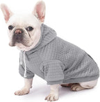 2 Pack Dog Hoodie Sweaters for Small Medium Dogs Warm Dog Clothes for Large Dogs Soft Waffle-Like Laminated Sweatshirt Bulldog (Black+Grey, L (Back: 19",Chest: 28", Neck: 17.5"))