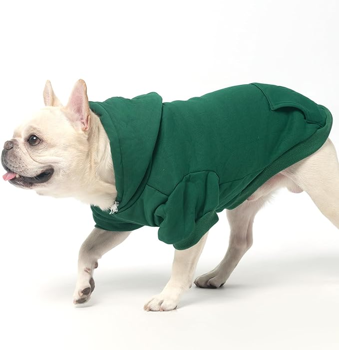 KOOLTAIL Basic Dog Hoodie - Soft & Warm Pet Hoodie Sweater with Leash Hole and Pocket, Dog Winter Coat, Cold Weather Clothes Sweatshirt for Small Medium Large Dogs Puppy Cat Boys Girls Deep Green XXL