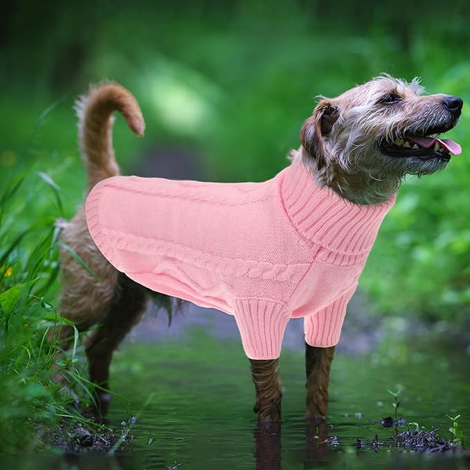 Queenmore XXL Dog Sweaters,Large Dog Sweater for Pitbull Doberman,Warm Turtleneck Knitted Big Pet Sweater for Male Femal Dogs,Extra Large Size Doggy Winter Clothes (Pink,2XL)