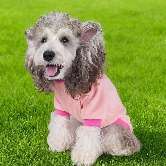 GreenJoy Classic Fleece Dog Sweater – Soft & Warm Stretchy Sweatshirt for Small Dogs & Cats, Cold-Weather Pullover for Everyday Wear (Light Pink, Medium/Large)