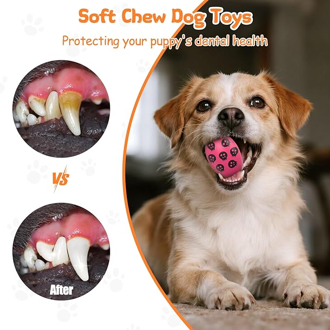 Squeaky Dog Toys, Soft Chewing Dog Balls, 12 Pcs Interactive Squeak Fetch Playing Pet Toy, Durable Bouncing Toys to Keep Them Busy, 2.6" Egg Ball for Puppies Small Breeds