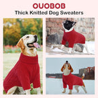 XXL Dog Sweaters for Extra Large Dogs, Warm Winter Fall Turtleneck Knitwear, Christmas Sweater, Pet Sweatshirt Clothes Outfit for Girls Boys, Labrador (Red XXL)