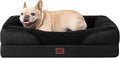 EHEYCIGA Memory Foam Dog Bed for Medium Size, Orthopedic Dog Sofa with Sides and Waterproof Liner, Washable Bolster Pet Couch with Removable Cover, 30x20x6.5 Inch, Black