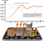 furrybaby Pet Heating Pad, Waterproof Dog Heating Pad Mat for Cat with Durable Anti-Bite Tube Indoor for Puppies Dogs Cats (1 Pack Black, 40 X 28in, Temp Adjustable)