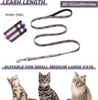 Hikiko Cat Harness and Leash Set Escape Proof Adjustable Walking Travel Soft Kitten Harness for Small Medium Large Cats (Khaki Plaid, S)