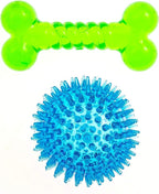 Spiky Ball and Bone for Small Dogs - Puppy Teething Toys Bone Dog Toy Set for Smart Newborn Pet - Doggy Interactive Chew Mini Dental