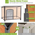 GUTINNEEN Chew Proof Dog House with Metal Iron Frame Outdoor Dog Kennel for Small Medium Large Indoor Dog Cage (33.5" L,Brown Color)
