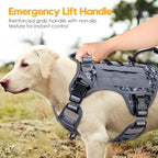 Heavy-Duty Tactical Dog Harness for Large Dogs, No Pull Adjustable Reflective Pet Vest with Molle System, K9 Military-Grade Control for Service Training, Outdoor & 10+ Breeds, Gray Camo, XX-Large