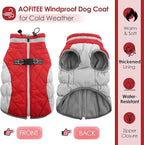 AOFITEE Dog Coat, Warm Dog Jackets for Small Dogs, Dogs Winter Coat with Harness Built in, Reflective Pet Winter Jacket, Waterproof Windproof Puppy Puffer Jacket Fleece Vest, Christmas Red XS