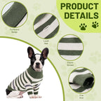 Small Dog Sweater, Knitted Striped Pullover Dog Clothes for Cold Weather, Thick Warm Cozy Stretchy Sweater for Chihuahua, Bulldog, Dachshund, Pug(Green & White Strip, XL)