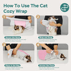 Self-Adhesive Cat Grooming Wrap, Cozy Cat Wrap for Cutting Nails, Breathable Anti-Scratch Cat Swaddle Bag for Brushing, Ear Cleaning, Dental Care, Medication, Injections,Pink L