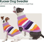 Kuoser Dog Sweater, Warm Dog Sweaters for Small Dogs Pet Christmas Clothing, Classic Cable Knitwear Cold Weather Thermal Pullover for Pug Dachshund Yorkie, Soft Puppy Turtleneck Sweatshirt, Purple S