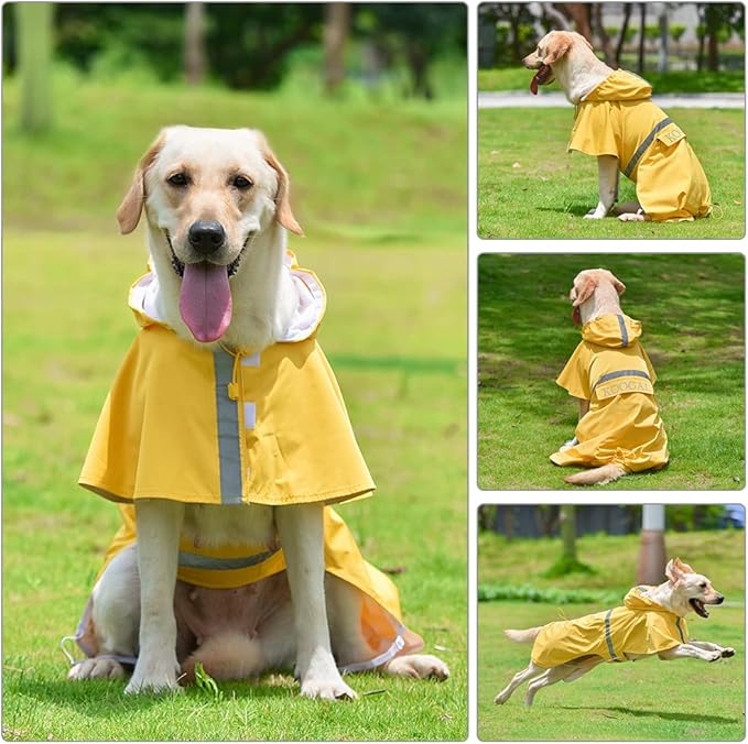 Pet Large Dog Raincoat Apparel Poncho Waterproof for Medium Large Sized for Dog Raincoat Clothes (Yellow, 5XL)