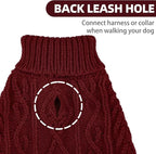 PUPTECK Dog Sweater, Turtleneck Warm Knitted Pullover Coat, Thick Cable Knitwear Clothes in Winter, Pet Apparel Outfits for Small Medium Dogs, for Cold Weather Indoor & Outdoor, Deep Red S