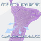 Cat Harness and Leash Set Escape Proof for Kitten Walking, Soft Adjustable Top Handle Vest Harnesses for Cats, Easy Control Breathable Reflective Small Medium Large, Violet Purple, XS