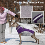 Lelepet Dog Coat Warm Dog Winter Coat Waterproof Dogs Jacket with Harness Built in Reflective Pet Fleece Vest Zip-Up Cold Weather Coats for Large Dogs Turtleneck & Windproof Coats Pitbull Purple 2XL