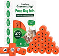 Puppington Certified Home Compostable Poop Bags - ASTM D6400 Compliant - 270 Extra Thick Bags - Plant Based - Pairs with Puppington 3-in-1 Bag & Fits all Standard Poop Bag Dispensers (Poppy Orange)