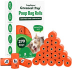 Puppington Certified Home Compostable Poop Bags - ASTM D6400 Compliant - 270 Extra Thick Bags - Plant Based - Pairs with Puppington 3-in-1 Bag & Fits all Standard Poop Bag Dispensers (Poppy Orange)