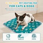 furrybaby Pet Heating Pad, Waterproof Dog Heating Pad Mat for Cat with Durable Anti-Bite Tube Indoor for Puppies Dogs Cats (1 Pack Green, 17 X 17in, Temp Adjustable)