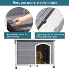 Petsfit Outdoor Wooden Dog House with Adjustable Foot