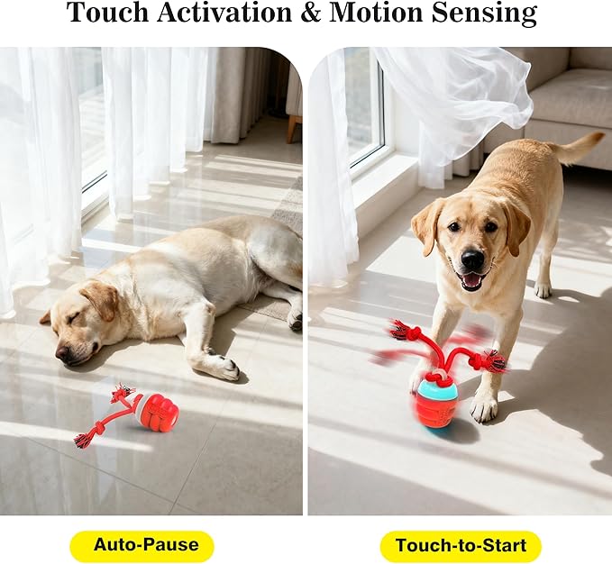 FUGODIWISmart Interactive Dog Toy Ball – Rechargeable Rolling Ball with Squeaky Sound, Automatic Play for Training & Boredom Relief, Fits Small, Medium & Large Dogs(Red)