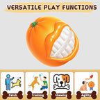 Indestructible Dog Squeaky Ball - Tough Chew Toy for Aggressive Chewers, Medium/Large Dogs - Durable Fetch Toy for Indoor, Outdoor & Water Play - Orange