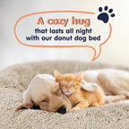 Donut Dog Bed - Premium Comfort for Anxiety Relief - Fluffy & Calming Design with Ultra-Plush Support | Cozy Round Dog Bed with Super Soft Circle Style (Size L Beige)