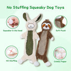 2 Pack Crinkle Squeaky Dog Toys for Aggressive Chewers, Less Stuffed Dog Toy to Keep Them Busy, Plush Interactive Pet Toys for Dogs, Tough Chew Toys for Small Medium Large Dogs