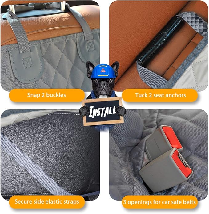 Honest Dog Car Seat Covers, Dog seat Cover with Side Flap for Cars, Trucks, and Suv's - Waterproof & Nonslip Pet Seat Cover for Backseat