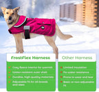 Joyride Harness FrostFlex Dog Winter Jacket - Fleece Lined & Water-Resistant - Snowsuit with Pockets for Treats & Poop Bags - Durable Cold Weather Dog Coat - Pink Berry-S