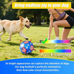 Size 2 Dog Soccer Ball with Straps Durable Training Ball for Pets Interactive Outdoor Dog Toy, Blue & Red, Paw Prints Flag Design, for Small to Medium Puppies, Pet Supplies