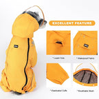 PINA Dog Raincoat, Waterproof Jacket with Hood and Pocket, Lightweight Dog Jacket with Leash Hole, Reflective Strap for Wet Weather, Full Wrap Design for Full Protection