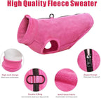Idepet Dog Fleece Vest Sweater Zip Up Warm Pullover Dogs Jacket with D-Ring Leash Winter Cold Weater Coat Pet Sweatershirt Clothes Hoodie for Small Medium Dogs Boy Girl (Rose Red, XXL)
