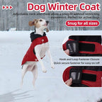 Nanaki Warm Dog Puffer Coat for Large Dogs-Lightweight Windproof Dog Coat with Hood, Water Resistant Pet Snowsuit for Cold Weather, Reflective Snowsuit, Adjustable Puffer Vest with Leash Hole, Red