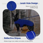 IDOMIK Dog Winter Coat, Warm Waterproof Dog Puffer Jacket with Harness Hole, Adjustable Reflective Snow Jacket Vest with Turtleneck, Pet Cold Weather Coats for Medium Dogs,Blue,M