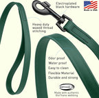 Dogline Biothane Waterproof Dog Leash Strong Coated Nylon Webbing with Black Hardware Odor-Proof Easy to Clean High Performance for Small or Large Dogs Made in USA 4 or 6 ft Lead, Hunter Green