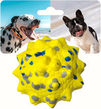 Tough Dog Toys for Aggressive Chewers & Teething Puppies, Bouncy Balls for Medium Dogs, Durable Pet Toys, Floating Dog Balls for Water Play (Yellow-Blue-Gray)